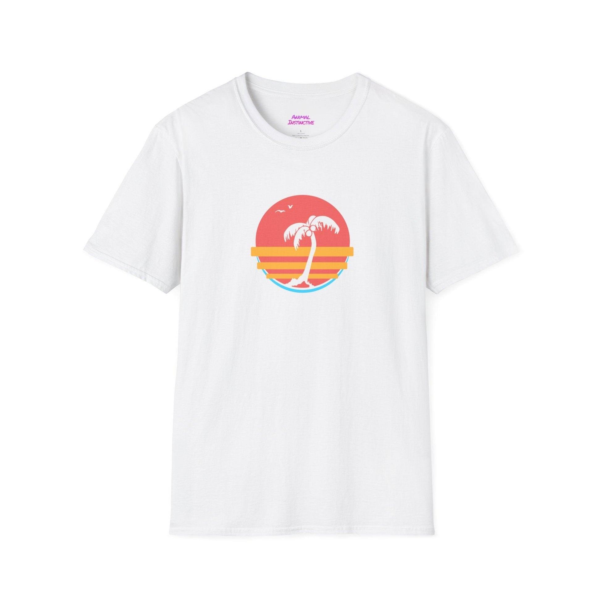 Tropical Palm Tree Vintage Sunset T-shirt - Animal Instinctive