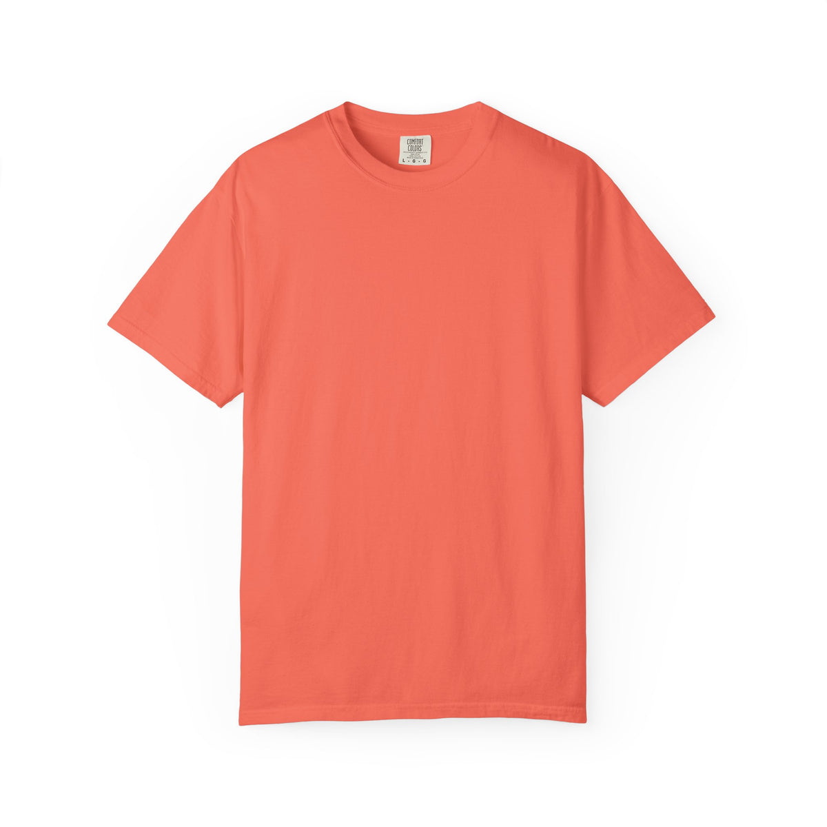 Bright Salmon Pindo Palm Comfort Colors 1717 t-shirt, blank front view.