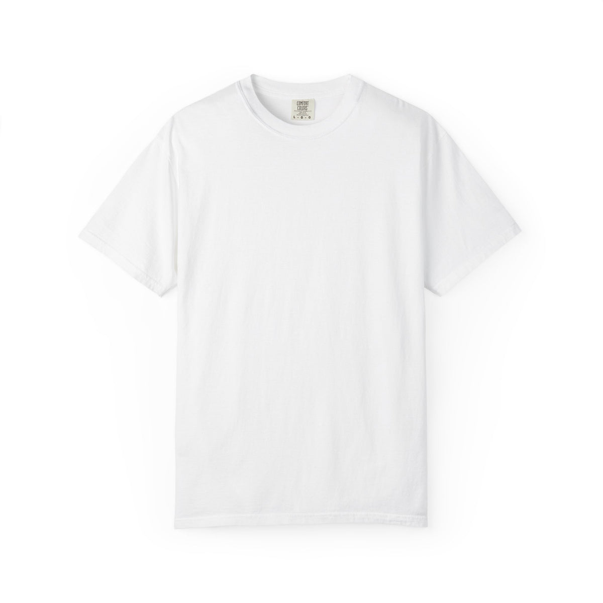 White Pindo Palm Comfort Colors 1717 t-shirt, blank front view.