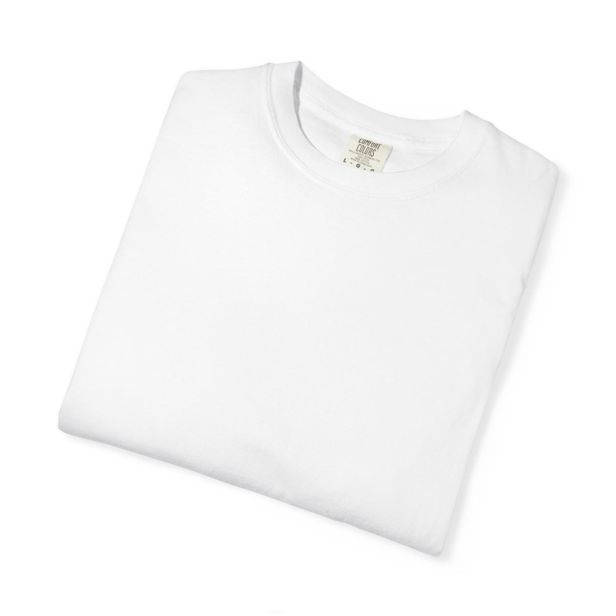 White Pindo Palm Comfort Colors 1717 t-shirt, folded supplier product view.